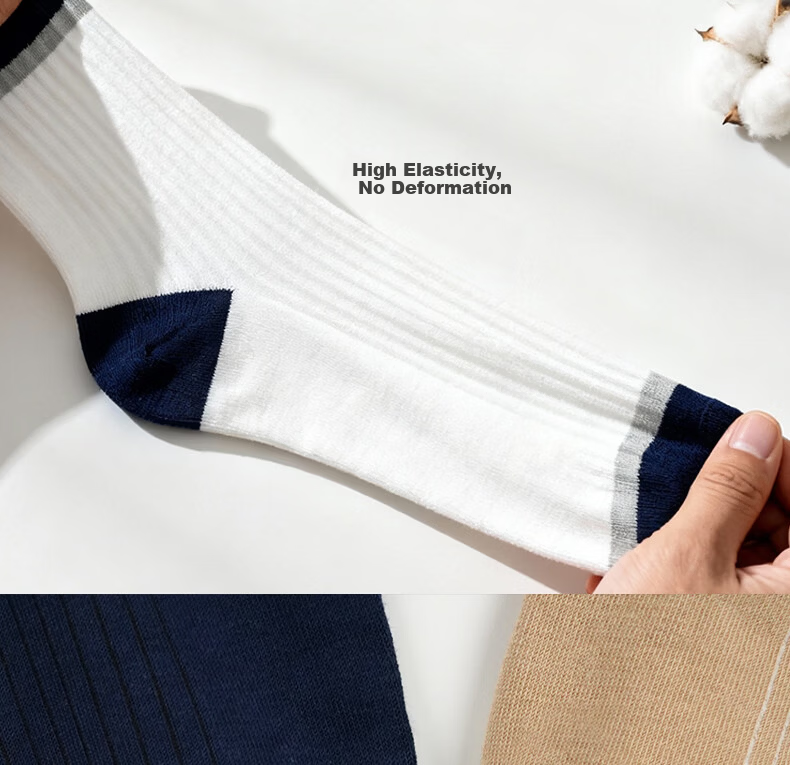 361° Business Cotton Socks Spring Summer New Men's Antibacterial Deodorant Mid-Calf Socks Black/4 Pairs One Size 11