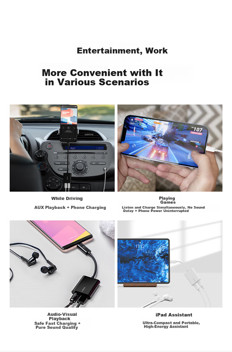 BELKIN USB-C Adapter Splitter for Phone/iPad - Dual Port Charging and Audio for Gaming, Compatible with Delta/King of Glory, Black 9