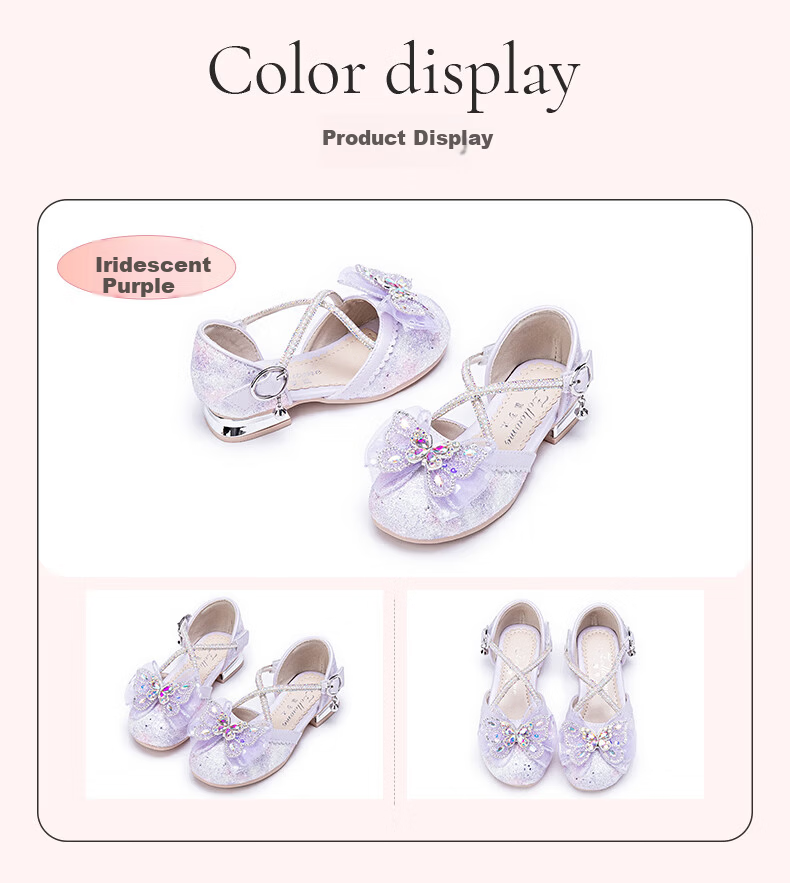 Fulromy Girls Summer Half Sandals Sweet Bow Princess Shoes Non-slip Breathable Leather Sandals Iridescent Beige Size 26 7