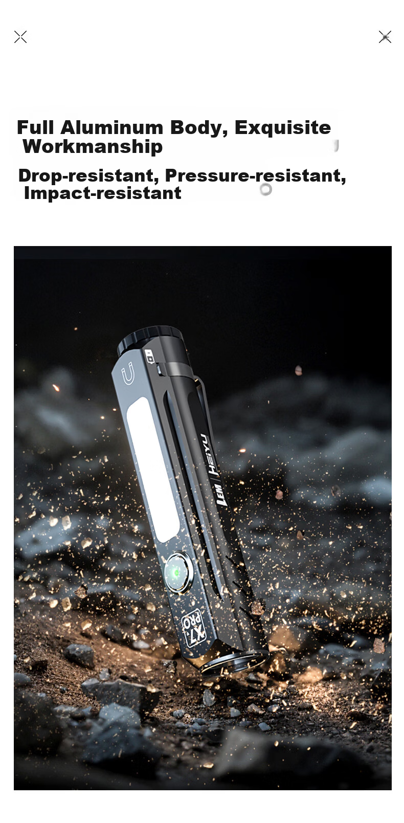 LEM Flashlight High Brightness Rechargeable Long Battery Life Outdoor Small Portable Multifunctional Magnetic Work Light Torch 12