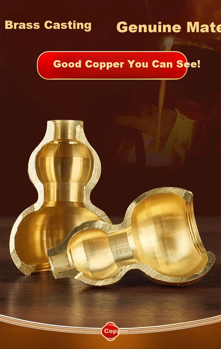BinYue Copper Gourd Pendant Open Hollow Brass Matte Gourd Ornament Medium Size Copper Entryway Decoration Living Room Ornament 4