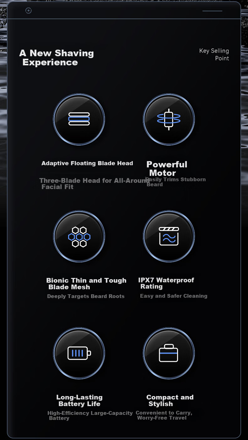 Superman Hangyang High-End Series High-Power Electric Shaver Reciprocating Small Hammer Full Body Washable Razor Type-C Fast Charging HS936 2
