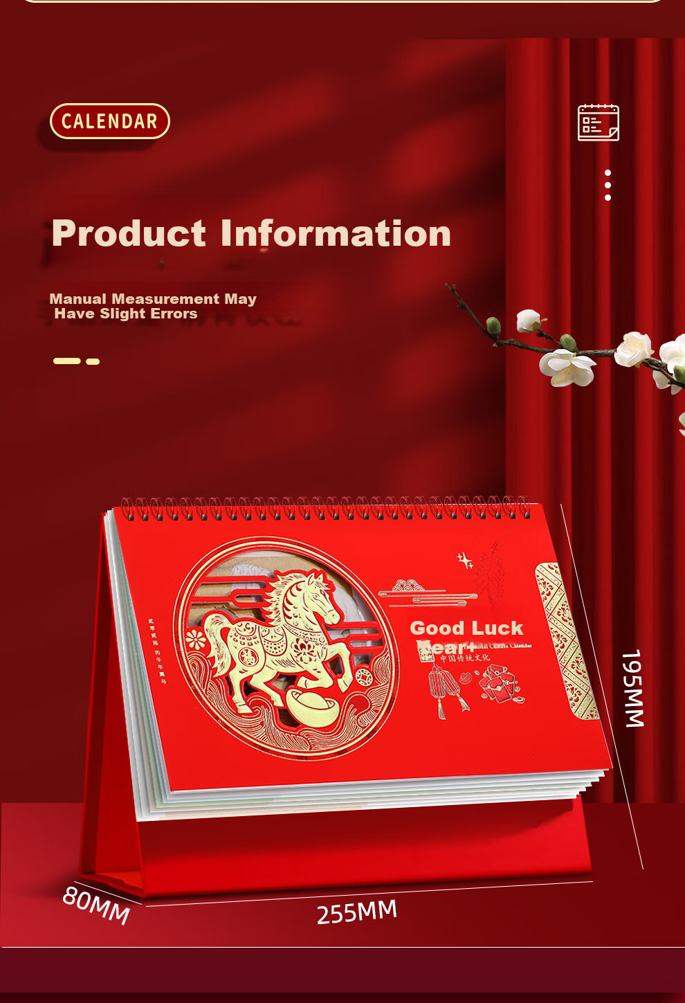 Langjie 2026 Desk Calendar Red Horse Year Monthly Large Grid Writing Planner Office Desktop Calendar Customizable 10