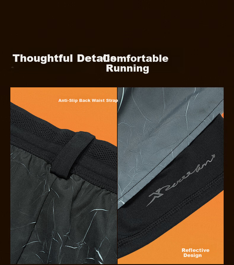 Xtep 2000KM PRO Men's Running Shorts Fake Two-in-One Breathable Quick-Dry Sports Training Five-Point Pants 9