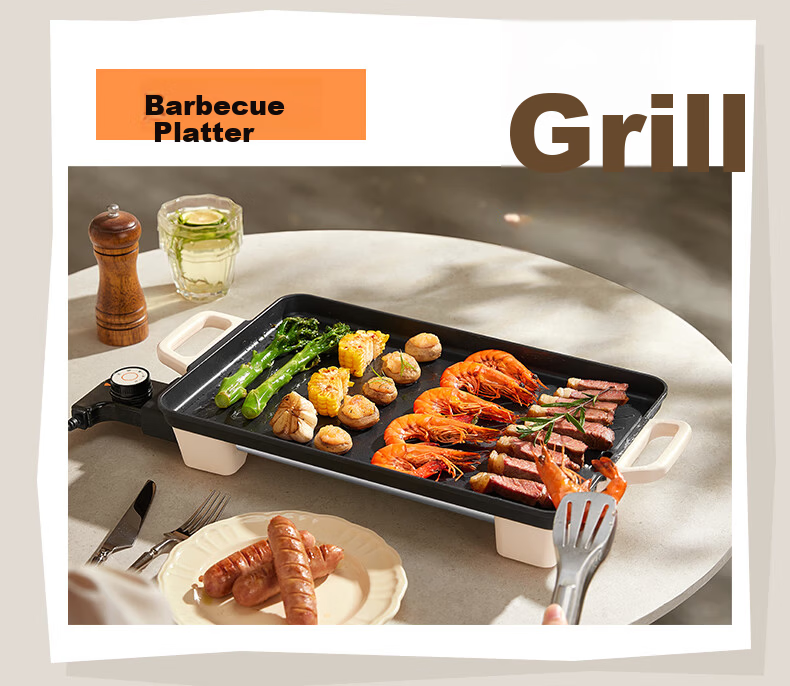 SUPOR Electric Grill Pan Electric Barbecue Oven Multifunctional Household Large Capacity 1800W High Power Fast Heating Easy-to-Clean BBQ Grill GJ4025P801 24