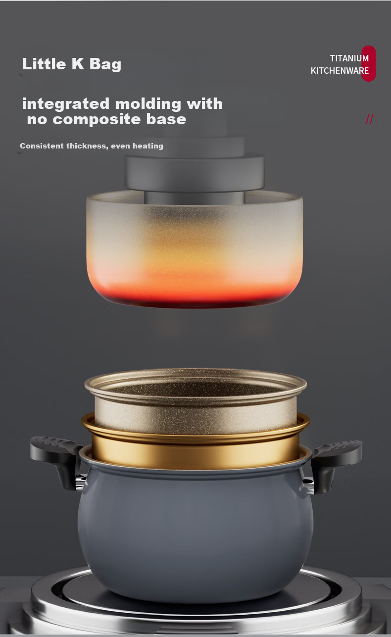 Jingyan Titanium Non-Stick Micro Pressure Cooker Explosion-Proof Stew Soup Porridge Pot Double-Handle Household Induction Gas Universal Large Capacity Pressure Cooker 6