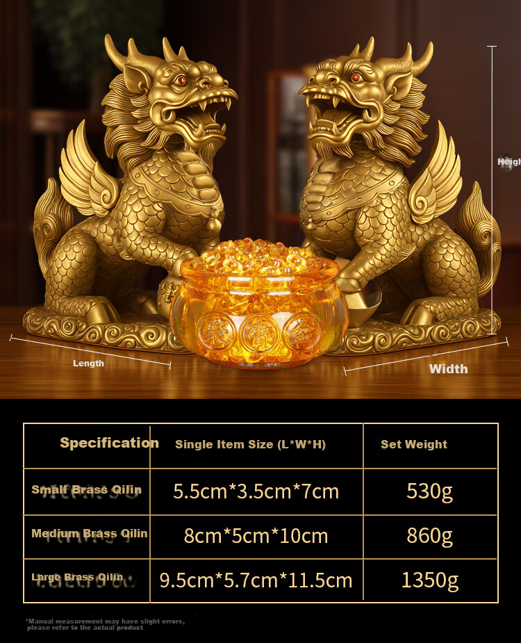Bin Yue Copper Qilin Feng Shui Pair Male and Female Brass Qilin Large Crystal Treasure Bowl Housewarming Living Room Entrance Decoration 1