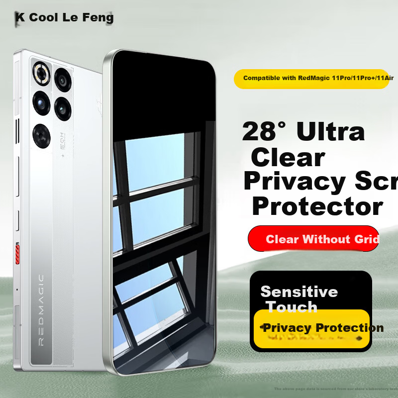 Kulefeng [28° Privacy Protection] Tempered Glass Screen Protector for Nubia Red Magic 11 Air/11 Pro/+ Anti-Peeping Privacy Film Ultra-Thin HD Anti-Fingerprint Drop Resistant