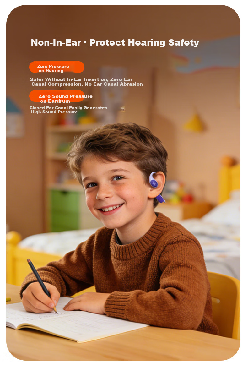 JBL JR Free Open-Ear Wireless Neckband Kids Headphones Non-In-Ear Bluetooth Ear-Hook Student Study Online Class Sports Music Ear Protection Parent-Child Education Sky Blue Purple 5