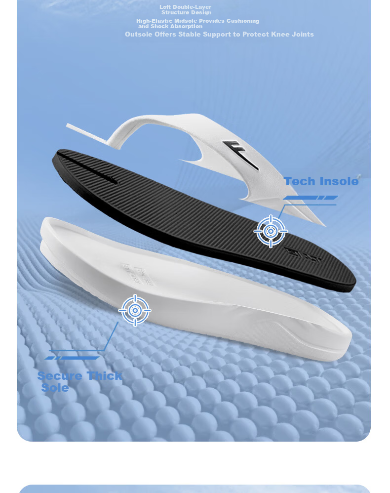 Warrior Official Summer 2026 Outdoor Cushioned Flip Flops for Men, White and Black, Size 38-39 5
