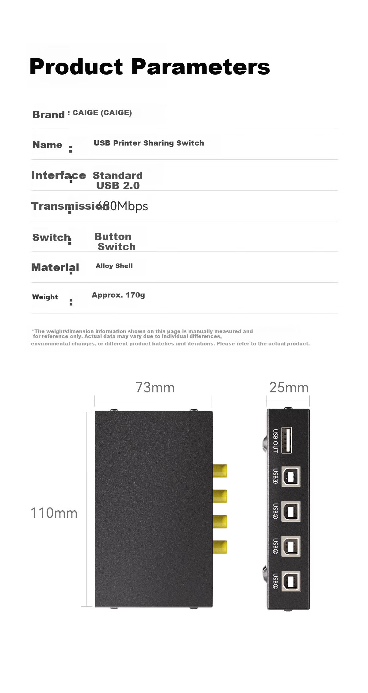 Color Printer Sharing Switch USB 2-in-1 Out Splitter Office Computer Converter Sharing Device 11