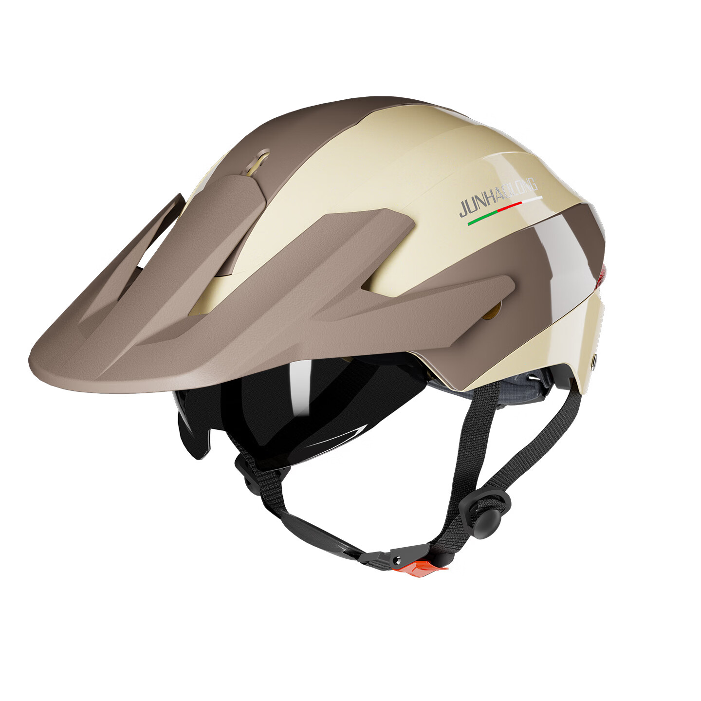 JUNHAOLONG 3C Certified Class A Electric Motorcycle Helmet Extended Visor Summer Unisex Helmet Beige