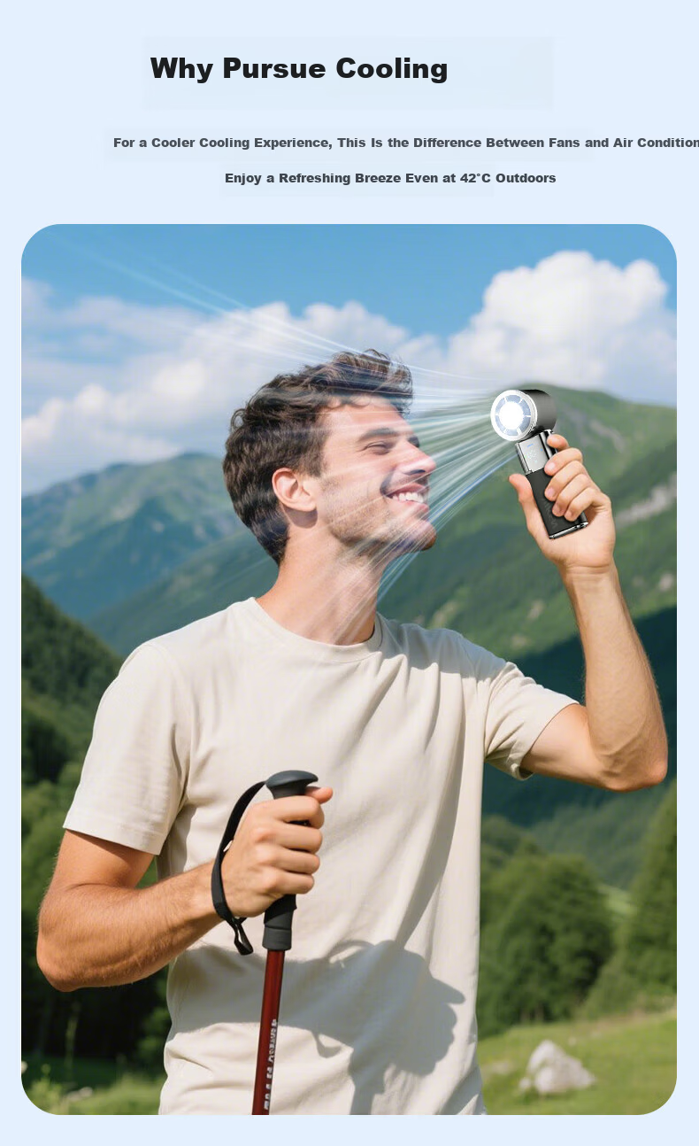 Viken Handheld Mini Fan High-Speed Cooling Portable Neck Hanging Small Electric Fan Power Bank 10000mAh for Outdoor Travel 14