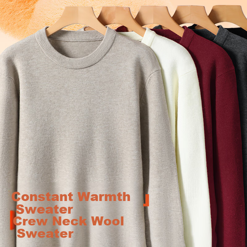 JEEP SPIRIT Heavyweight Thickened Crew Neck Sweater Men Winter Warm Soft Knit Casual Durable Premium Innerwear