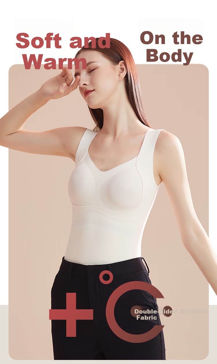 GRACEWELL Thermal Velvet Warm Cami Vest with Built-in Bra Pad, Wireless, Fleece-Lined, Seamless Base Layer for Women, Autumn Winter 1