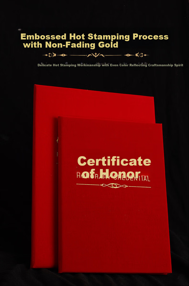 Elifo 10-Pack Red Velvet Honor Certificate Covers with Core, 12K Custom Blank Award Certificate Paper, Training Commendation Certificate Paper, Printable, 20 Sheets A4 Inner Pages 8