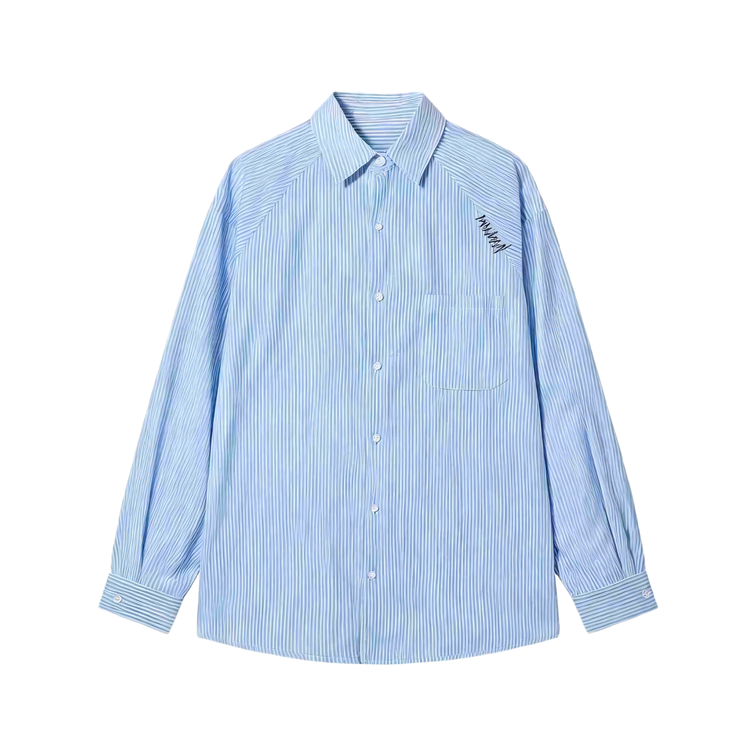 ICH MODE American Vintage Striped Blue Shirt Women Spring 2026 New Casual Loose Fit Blouse Jacket Blue XL