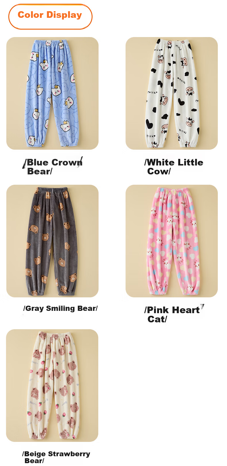 Ziyouxi Kids Autumn Winter Flannel Sleep Pants Boys Girls Coral Fleece Warm Home Pants with Fleece Lining 9