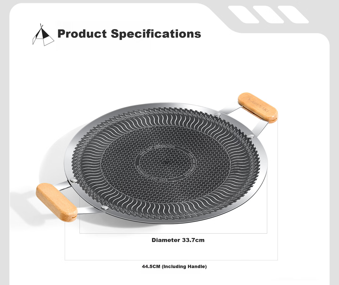 ABENAKI Non-Stick BBQ Grill Pan for Home, Outdoor Fire Pit, Tea Cooking, Compatible with Gas and Induction Stoves 8