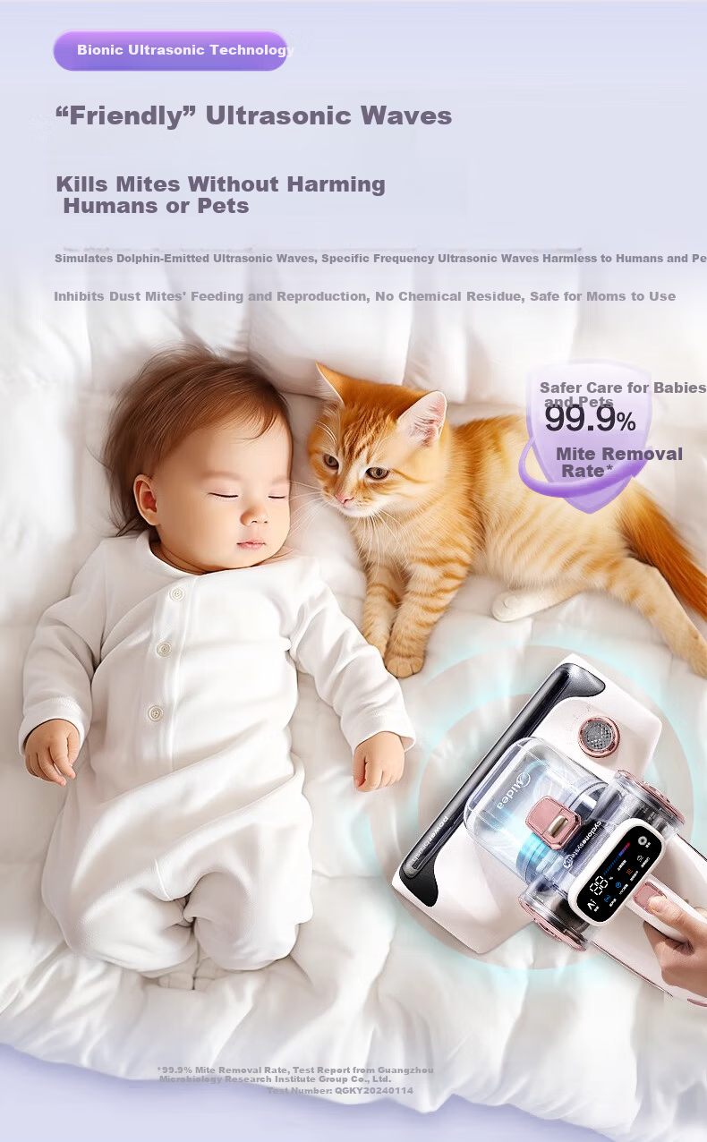 Midea Little Lightning Mite Removal Device [Mother and Baby Grade] BC8pro Bed Treasure Pet Hair Vacuum Cleaner Home High-Temperature Sterilization 3-in-1 Powerful Suction Vacuum and Mite Removal Machi 10