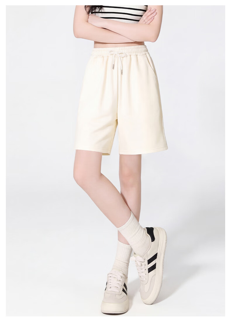 Warrior Women's Summer Shorts 2026 New Casual Loose Sports Pants High Waist Simple Solid Color Knee-Length 14