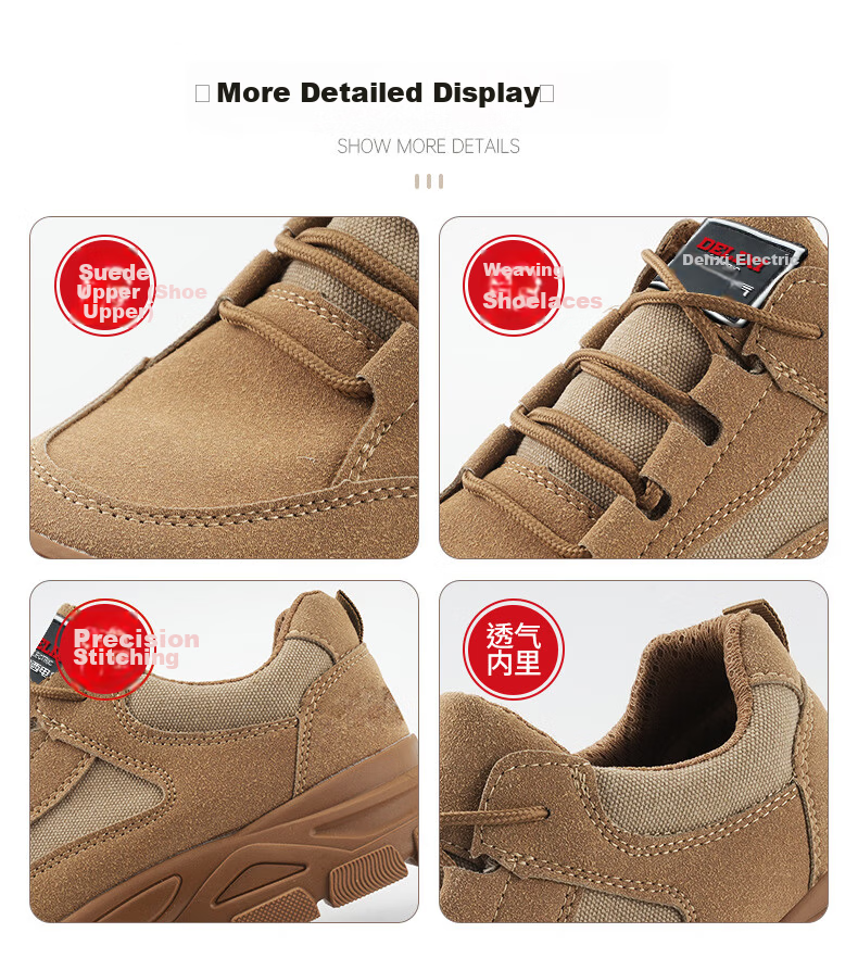 DELIXI ELECTRIC Men's Safety Shoes Cow Suede Leather Steel Toe Anti-Smash Puncture-Resistant Comfortable Durable Slip-Resistant Insulated 10KV Electrician Safety Shoes 9
