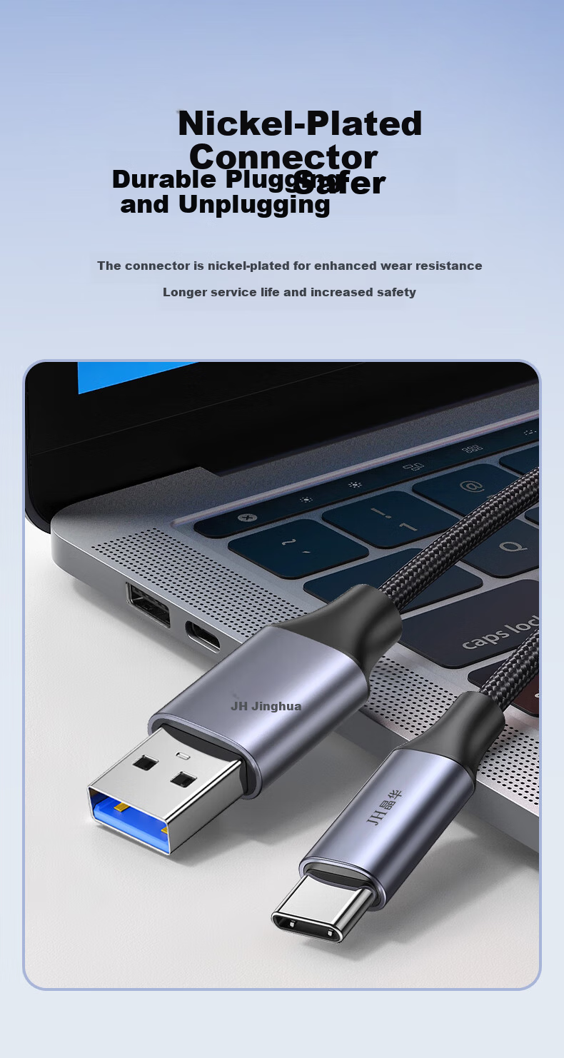 Jinghua USB 3.2 to Type-C Data Transfer Cable CarPlay Connection Cable 10Gbps 3A Fast Charging for iPhone 15 Huawei Xiaomi Phones 0.25m U682A 11