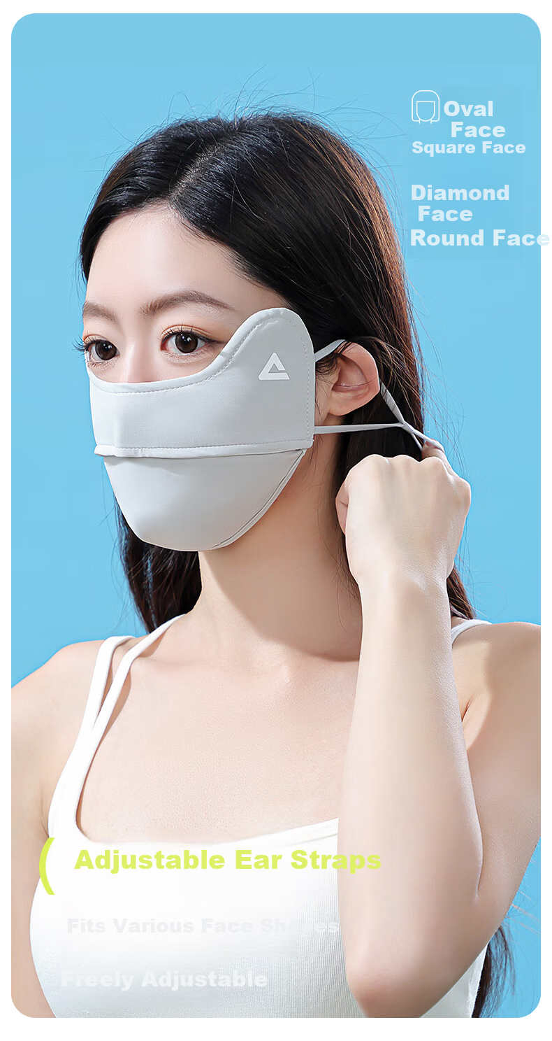PEAK Sun Protection Mask Unisex Ice Silk UV Shield Lightweight Breathable Eye Protection Stone Gray 4