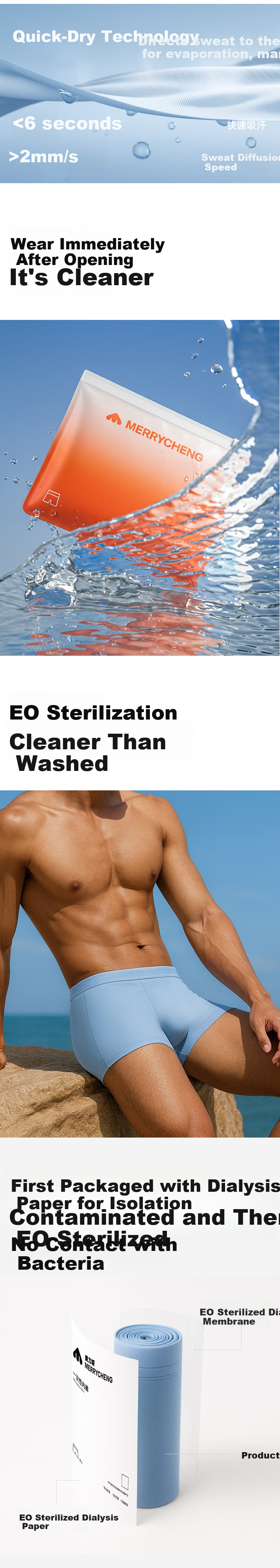 Meilicheng Disposable Men's Cotton Sterilized No-Wash Boxer Briefs Travel Daily Disposable Portable Individually Packaged 3 Pieces 2XL 3