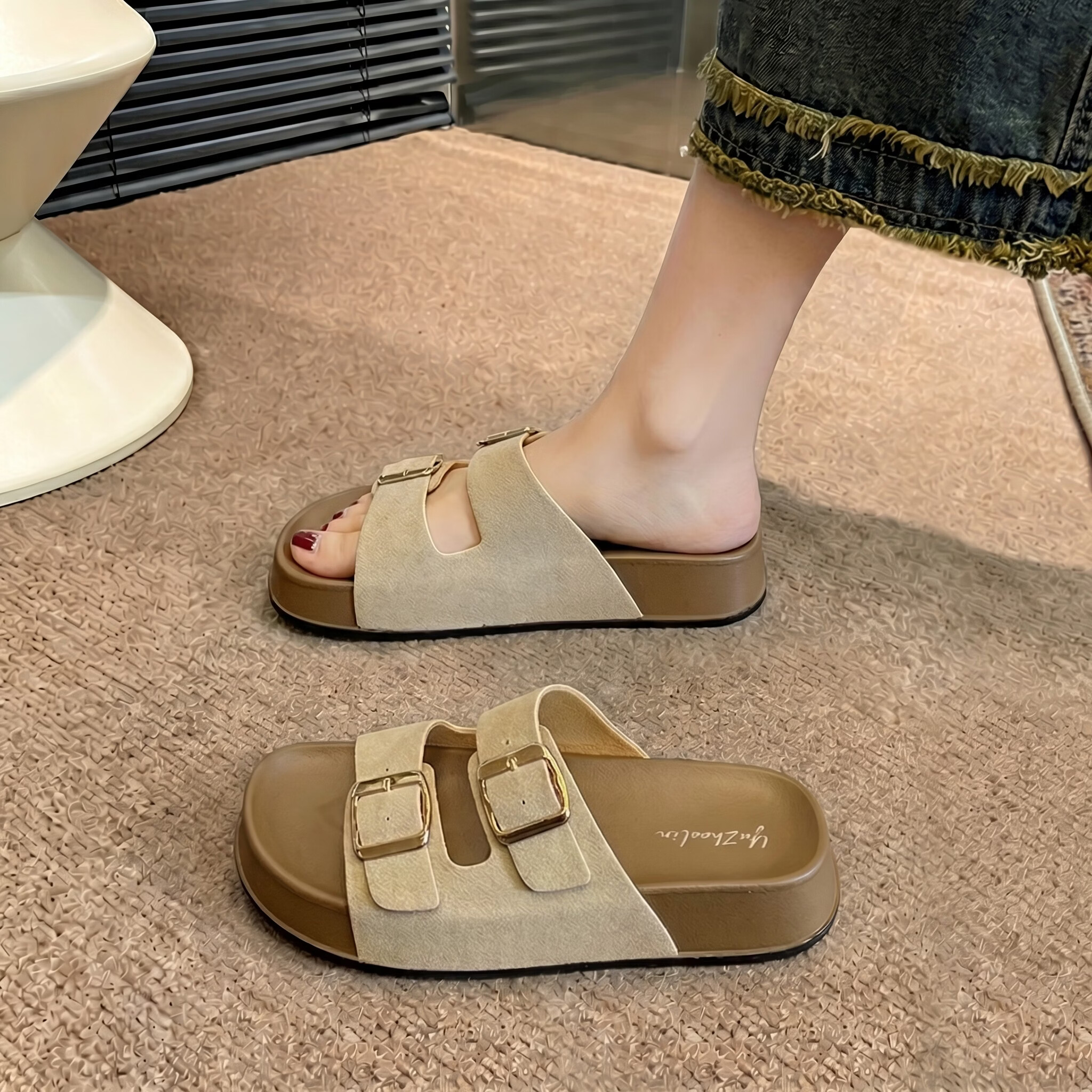 YUZHAOLIN Women's Birkenstock Style Summer Fashion Fairy Casual Thick Sole Slide Sandals