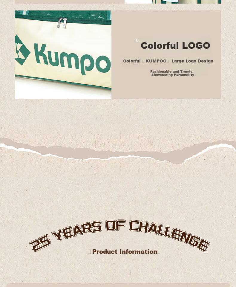 KUMPOO 25th Anniversary Limited Edition Badminton Bag Fashionable Durable Waterproof Square Bag Xunfeng KB-566 Pearl White/Green 9