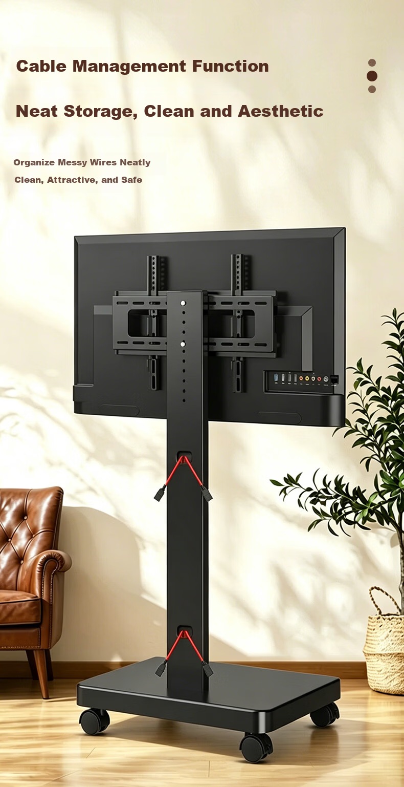 Geer 32-60 Inch Mobile TV Stand Video Conference LCD Screen Universal Floor Cart Rotatable Horizontal and Vertical Mount Floor Stand 5