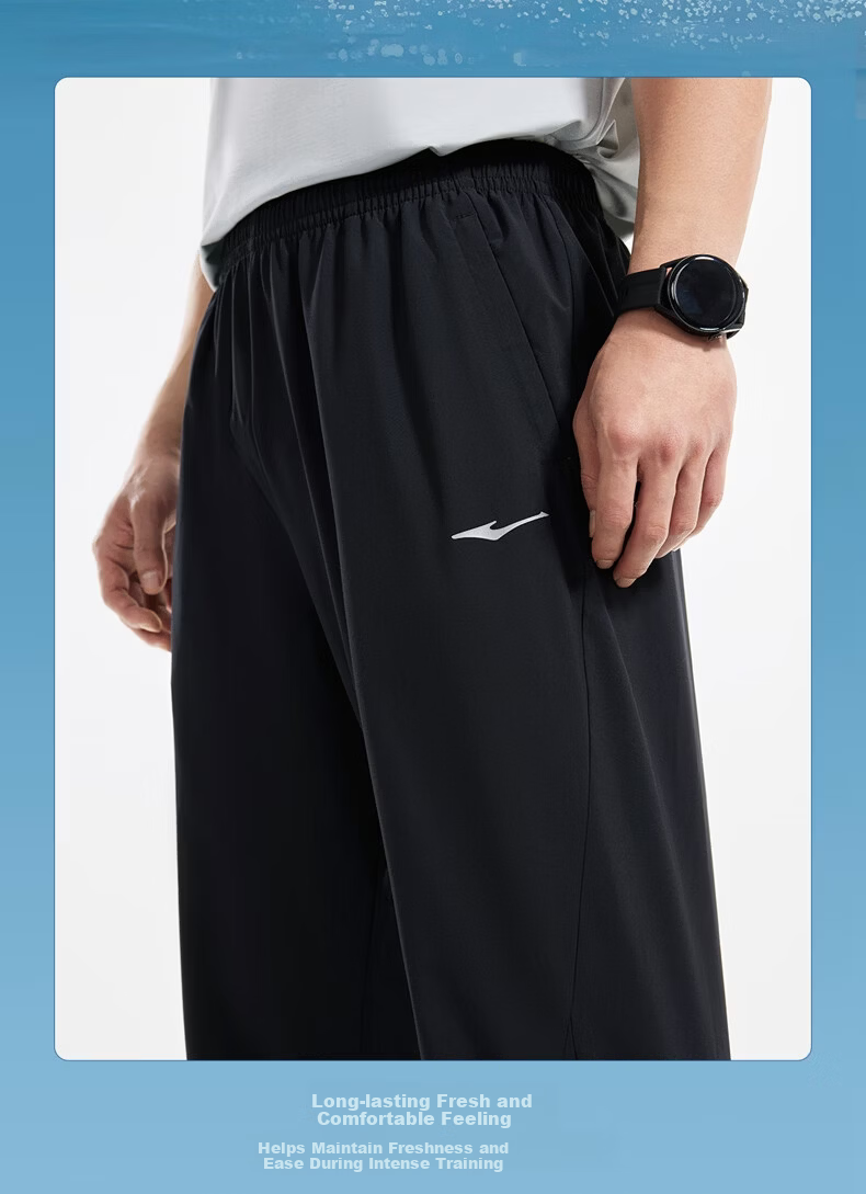 ERKE Woven Nine-Point Pants Spring Moisture-Wicking Quick-Dry Sports Pants Four-Way Stretch Ice-Feel Casual Straight Sun-Protective Pants for Men 6
