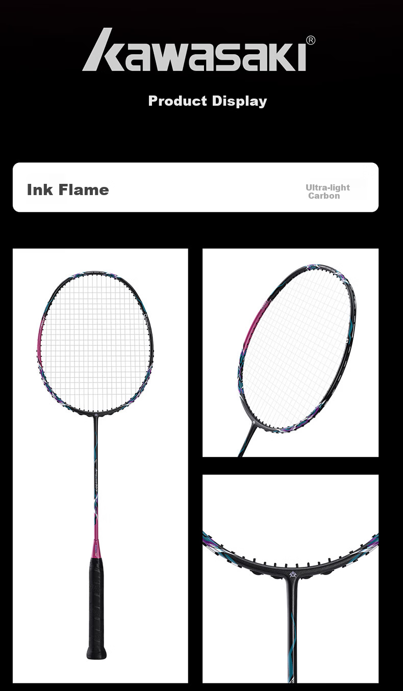 KAWASAKI Full Carbon Ultra-Lightweight Badminton Racket Offensive Model Sword 007 for Men and Women 17
