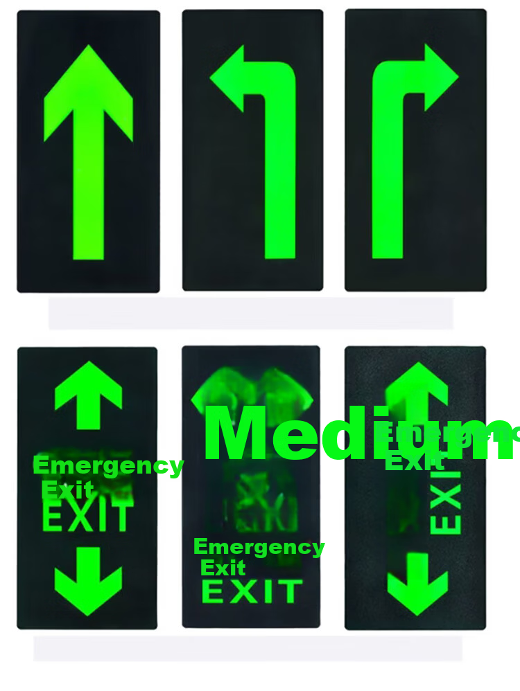 Yijuzhangning Safety Exit Sign, Rightward And Downward Staircase, Luminous Wall Sticker, 5 Pieces Per Pack, 36*14cm 10