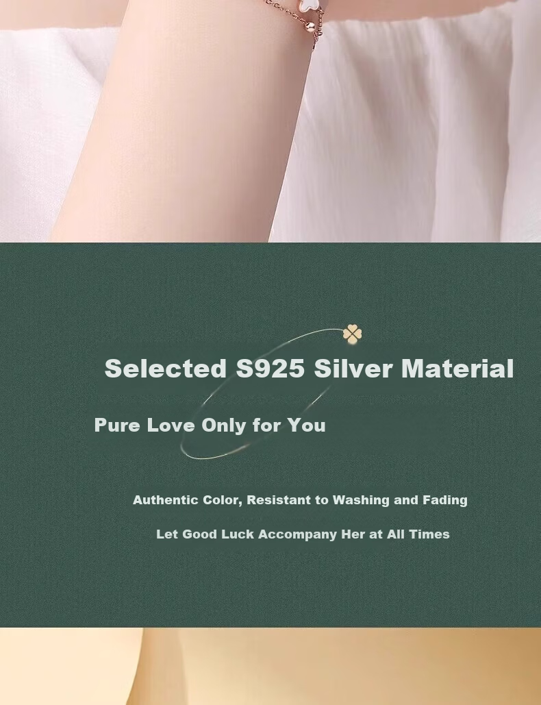 GLTEN Four-Leaf Clover Silver Bracelet for Women New Luxury Jewelry Anniversary Birthday Gift for Girlfriend Wife 6