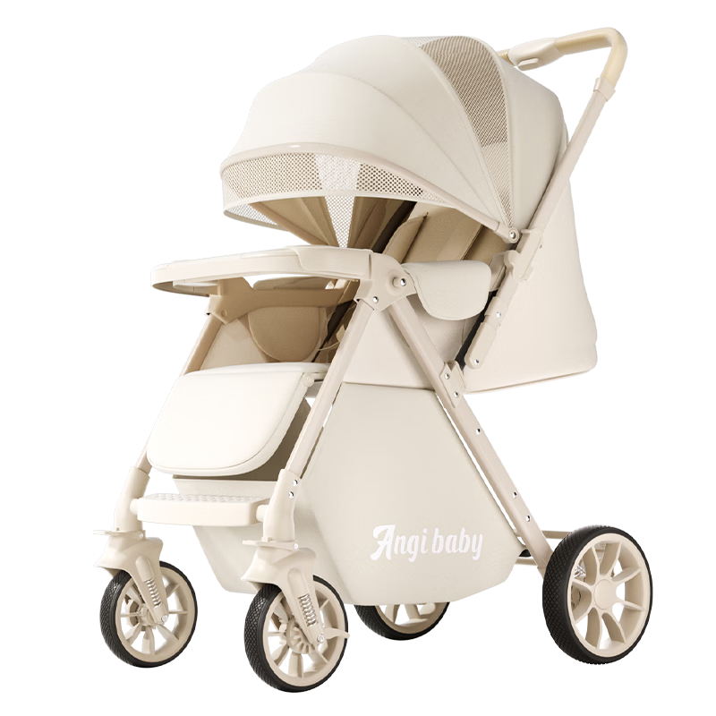 ANGI BABY Reversible Foldable Baby Stroller with Shock Absorption, 3C Certified, Sit and Recline Options