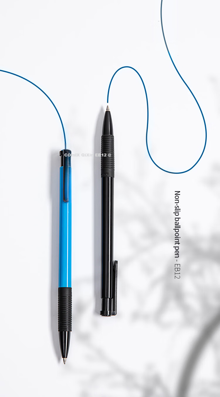 COMIX 60-Pack 0.7mm Retractable Ballpoint Pens Blue Soft Grip Office Stationery EB12 5