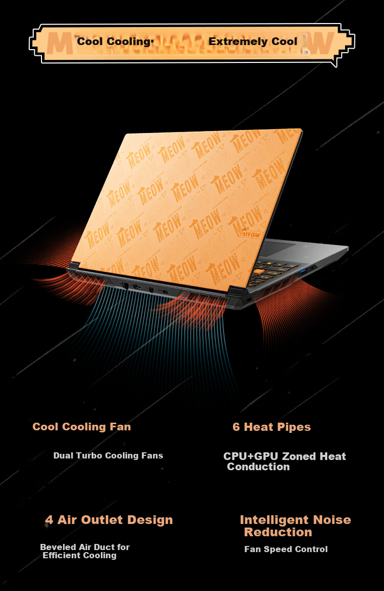 COLORFIRE MEOW Orange Treasure R16 Pro Rainbow Ryzen R7 Gaming Laptop (R7-8745HX 16GB 512GB RTX5060) 5