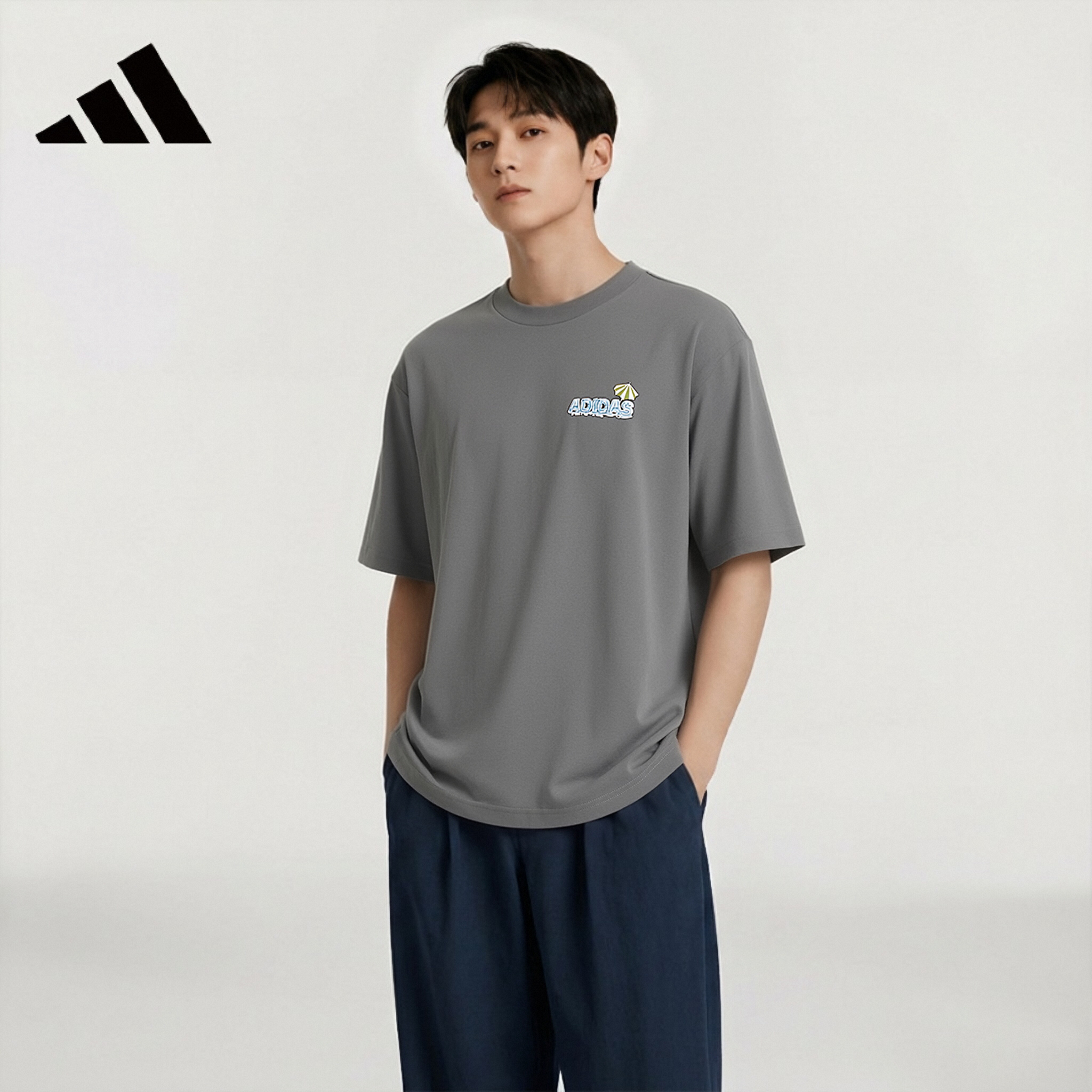 Adidas Men's Short Sleeve T-Shirt Summer Casual Sports Running Outdoor Fitness Top KB9426 2XL