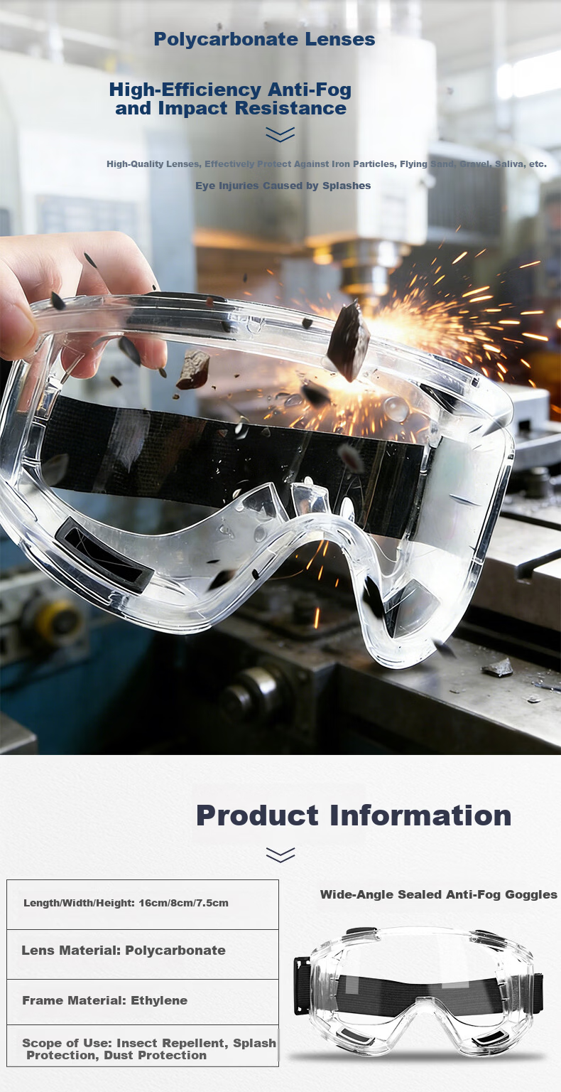SHOUDUN Protective Goggles Anti-Splash Dustproof Windproof Impact-Resistant Transparent High-Definition Wide-Angle Sealed Anti-Fog Riding Safety Glasses 12