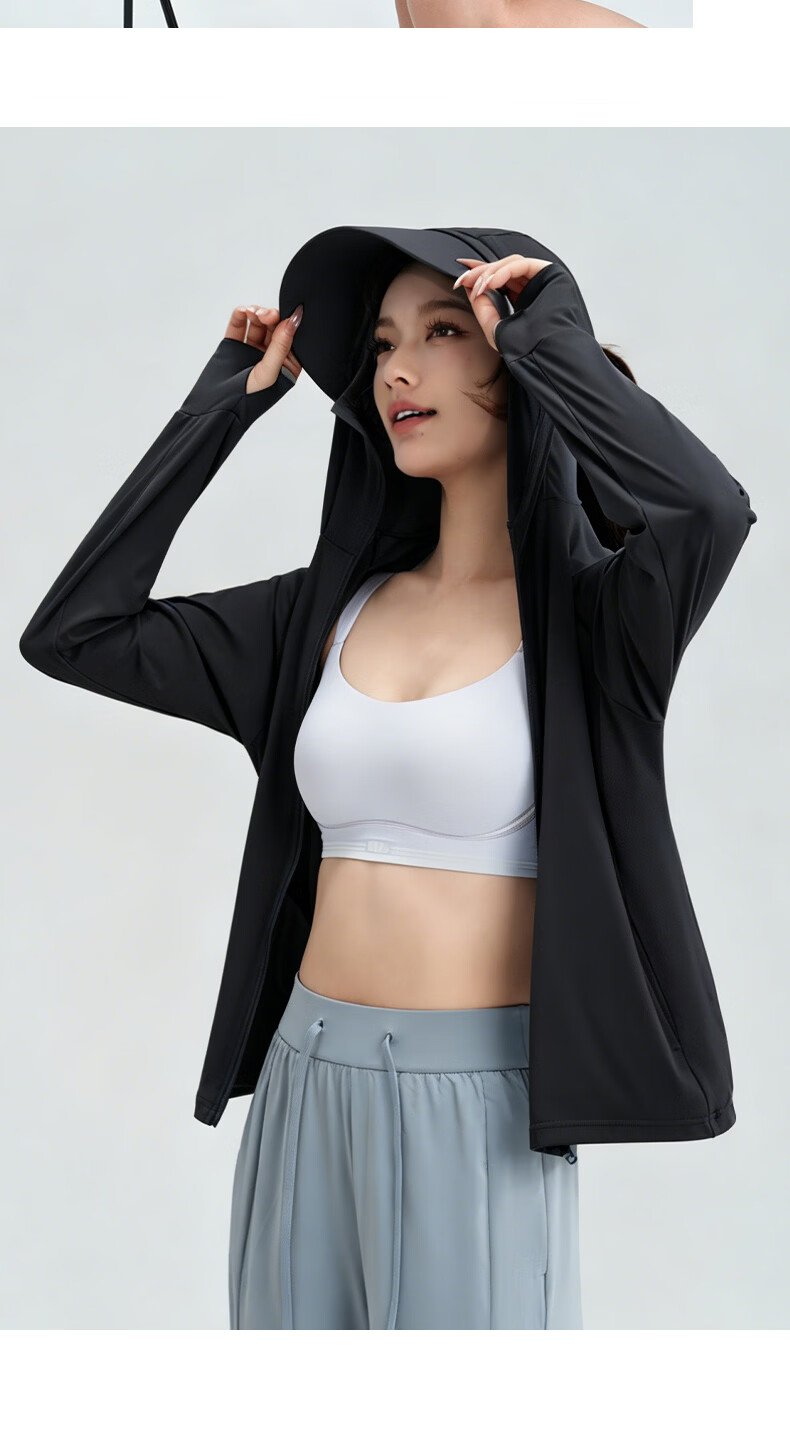 LangSha Women's Sunscreen Jacket Spring Summer Ice Silk Cooling UV Protection Breathable Comfortable Outdoor Skin Jacket 543 22