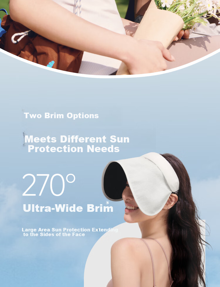 Beneunder Open-Top Sun Protection Hat for Women, Sun Visor Headband, UV Protection, Portable and Foldable 7