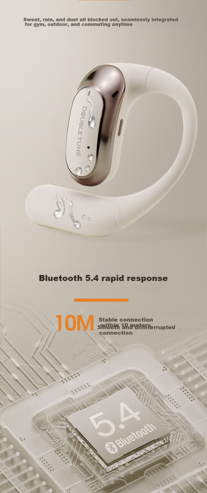 DOUBLE TUNE Cloud Listening Series F1 DT Clip-On Bluetooth Earphones Bone Conduction Open Wireless Headphones for Apple Huawei Xiaomi Obsidian Black 8