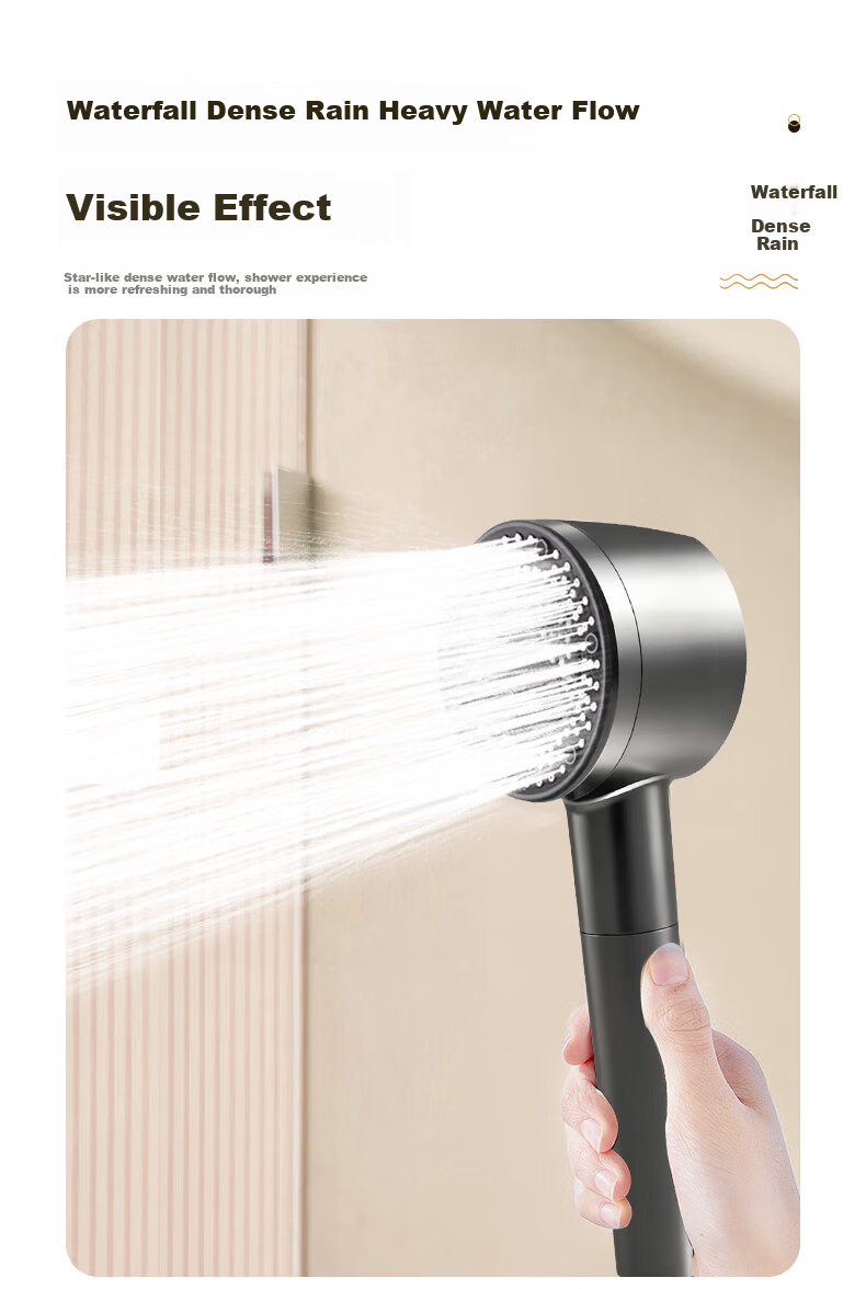 Jingmi Premium Handheld Shower Head Single Nozzle Pressure Boosting Bathroom Spray Five-Mode Water Purification Filter Shower Head 8