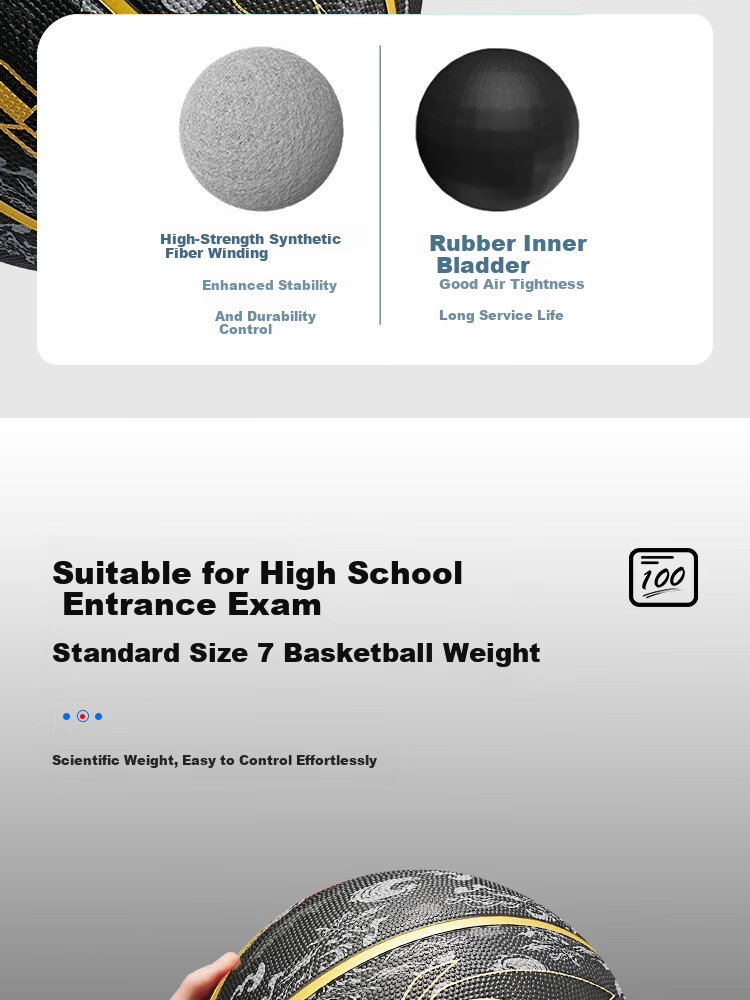Li-Ning Basketball for Children Aged 6-12, Competition Indoor And Outdoor Black Gold Model, Elementary School Students And Teenagers Size 5 Basketball 099-2 6