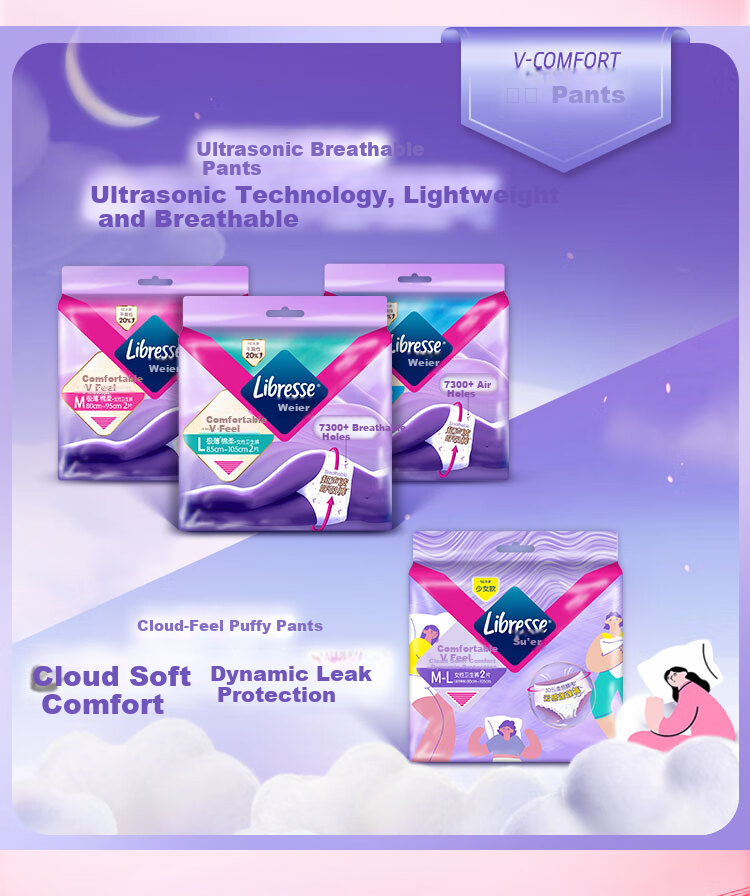 Weier V-Sense Ultra-Thin Breathable Leak-Proof Day and Night Combo 58pcs Sanitary Pads JD Self-Operated Menstrual Pads 3