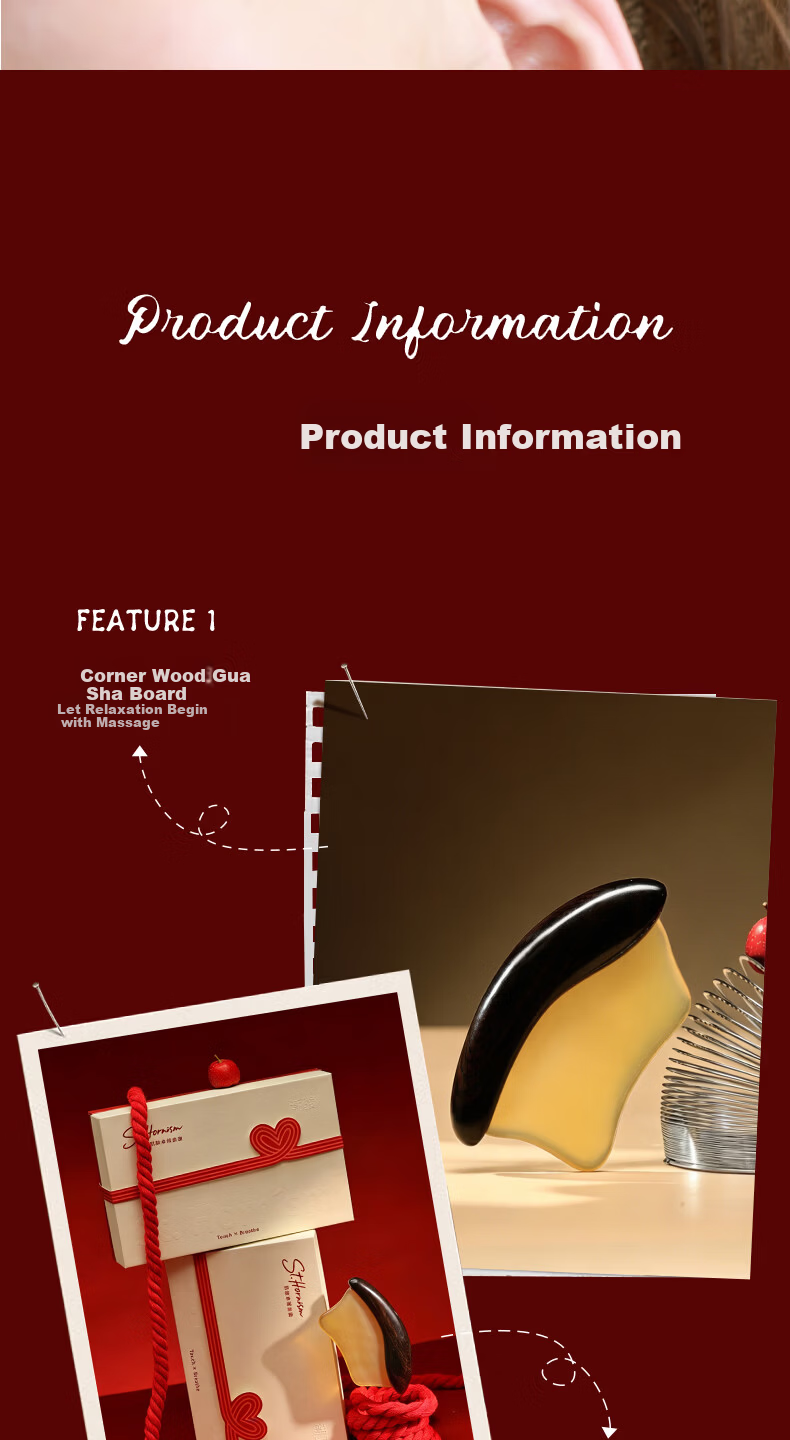 Chaojun Natural Sheep Horn Gua Sha Board Sandalwood Facial and Full Body Massage Mother's Day 520 Gift for Mom Wife Girlfriend 11