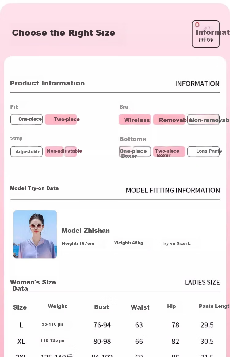 Xtep Women's Swimsuit High-End Comfortable Tummy Control Slimming Two-Piece Conservative Fashion Hooded Vacation Beach Three-Piece Set 11