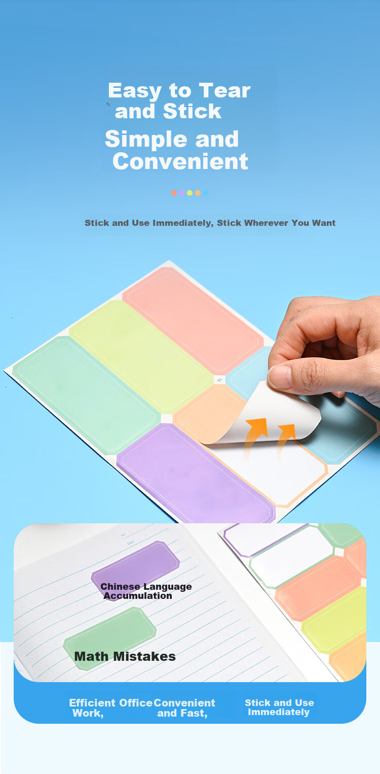 NVV Color Label Stickers 40x60mm Large Adhesive Self-Stick Memo Name Price Tags 64pcs BQ-80 Colorful 5